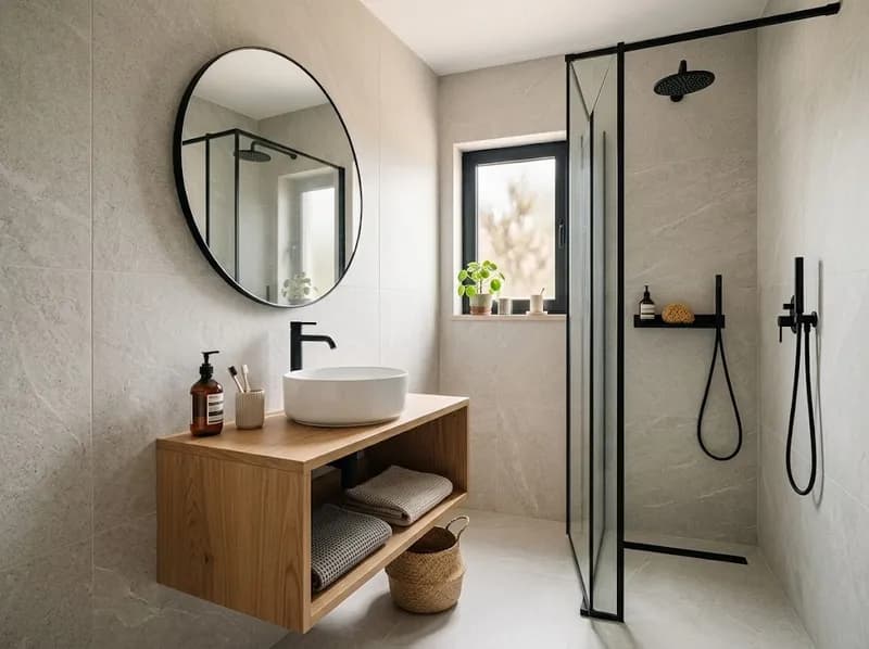 Casa de banho remodelada com base de duche walk-in